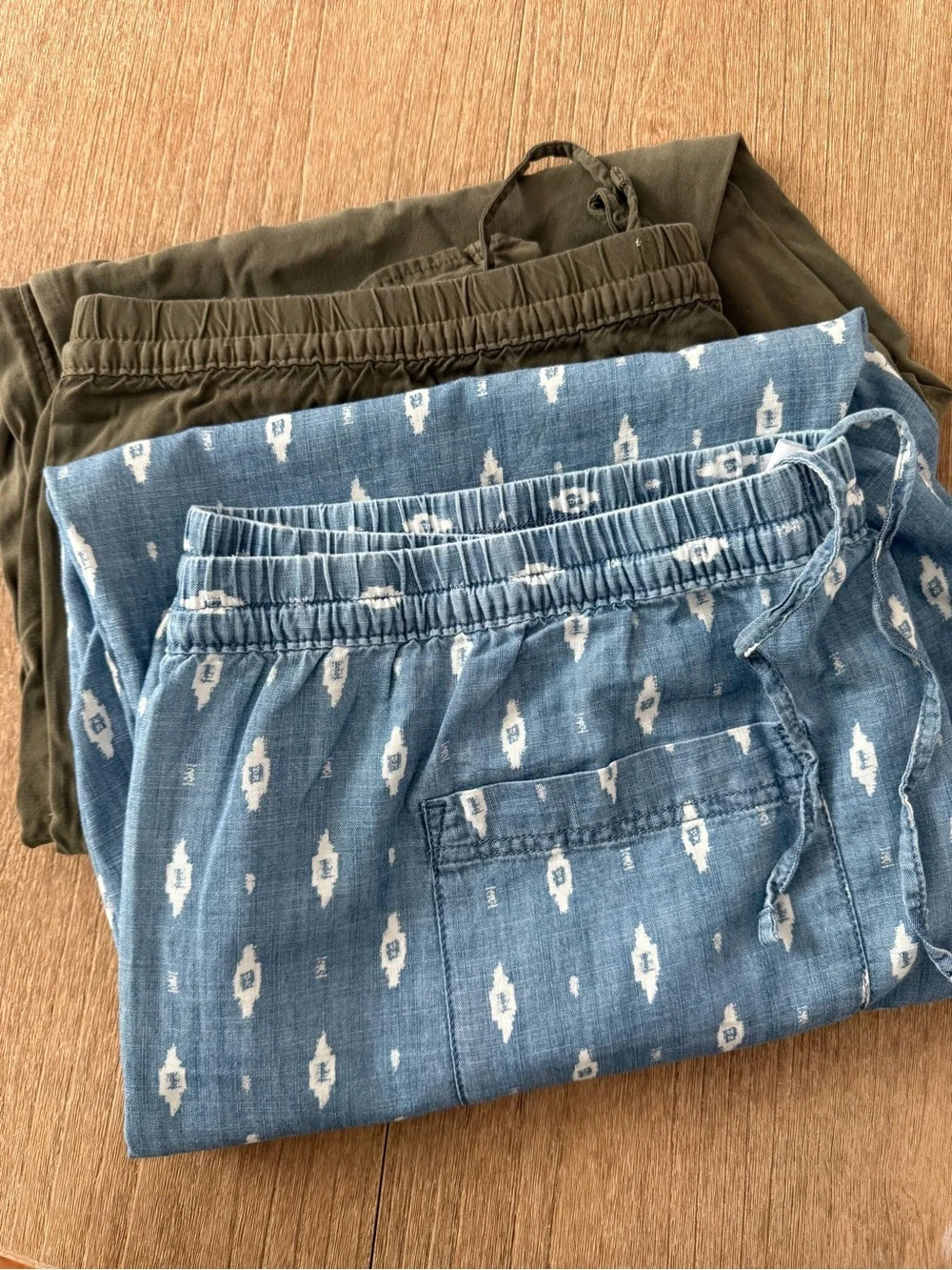 TWO 100% cotton drawstring elastics waist crop tulip hem pants s - Picture 10 of 10